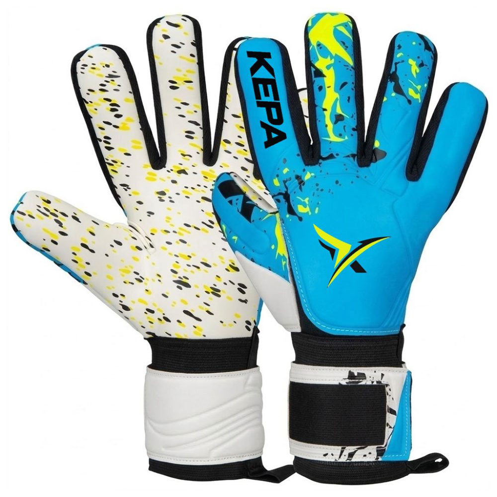 Cyan Blue Neon Splash Grip Goalkeeper Gloves