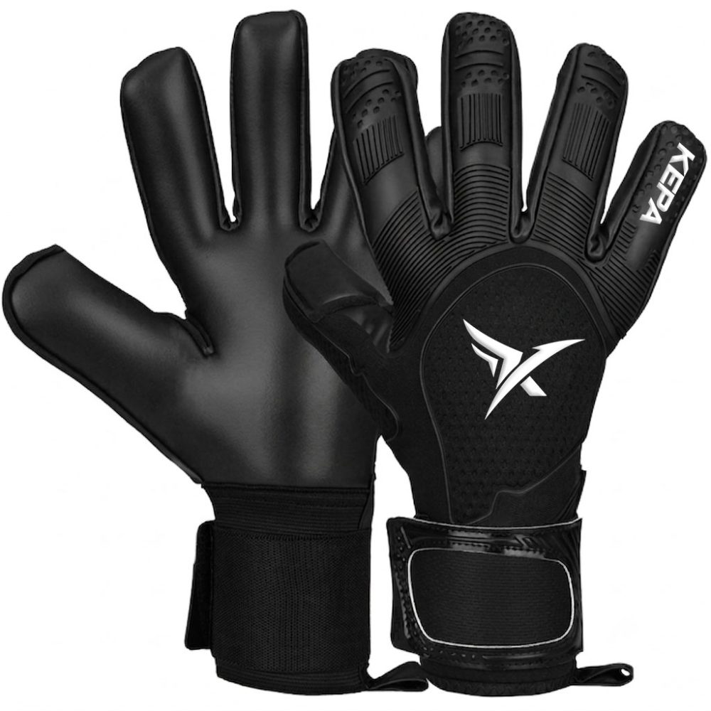 Black Grip-Panel Full Finger Goalkeeper Gloves