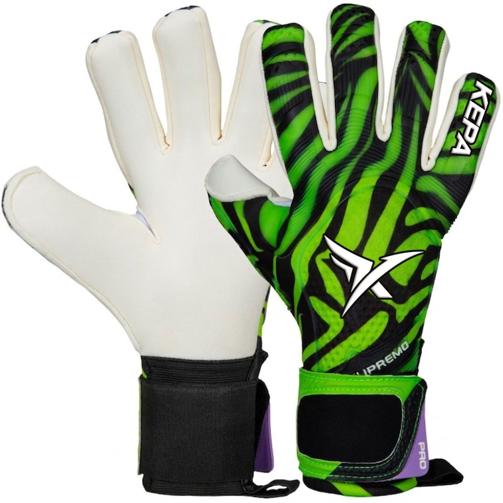 Green Black Wave-Strike Goalkeeper Gloves