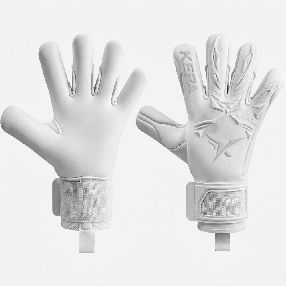 All-White Embossed Control Goalkeeper Gloves