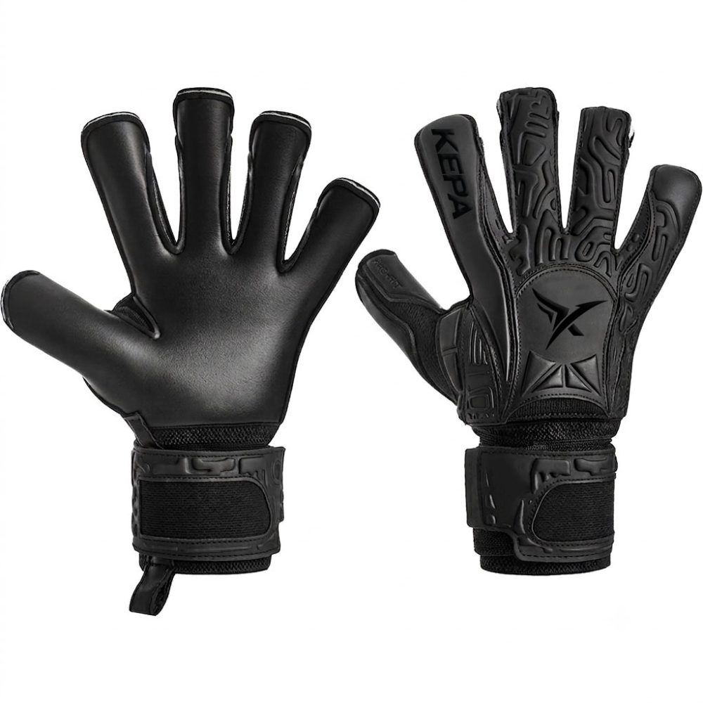 All-Black Embossed Armor-Grip Goalkeeper Gloves