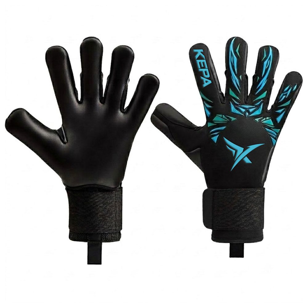 Black Cyan Shadow-Blade Goalkeeper Gloves