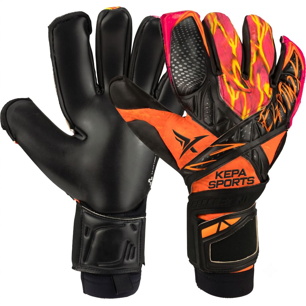 Black Orange Flame-Impact Goalkeeper Gloves
