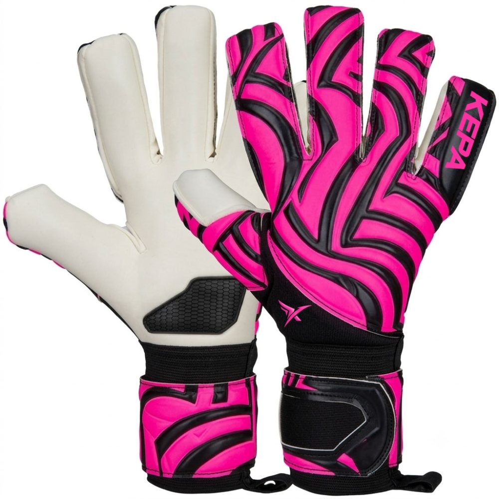 Hot Pink Black Wave-Guard Goalkeeper Gloves