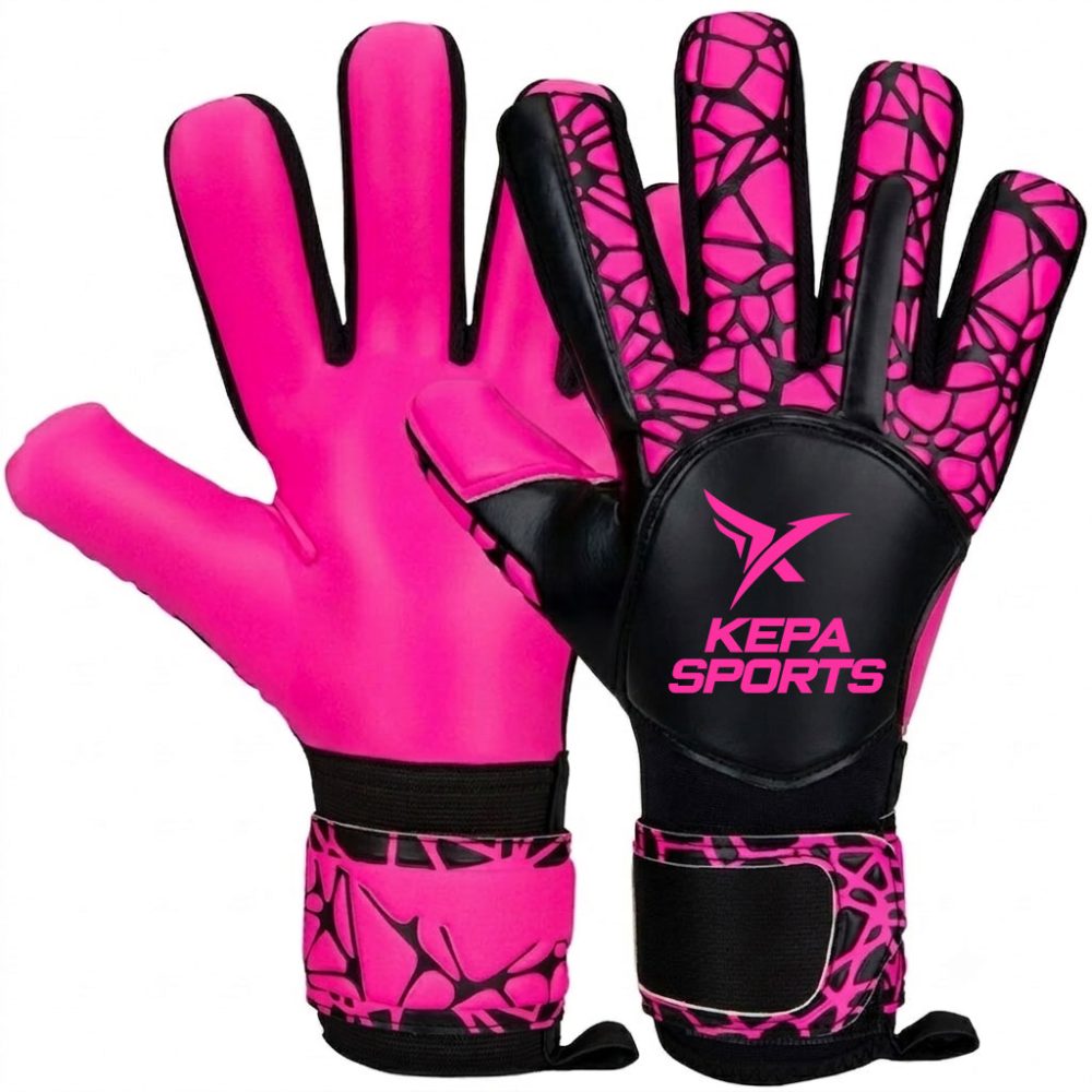 Hot Pink Black Web-Print Goalkeeper Gloves