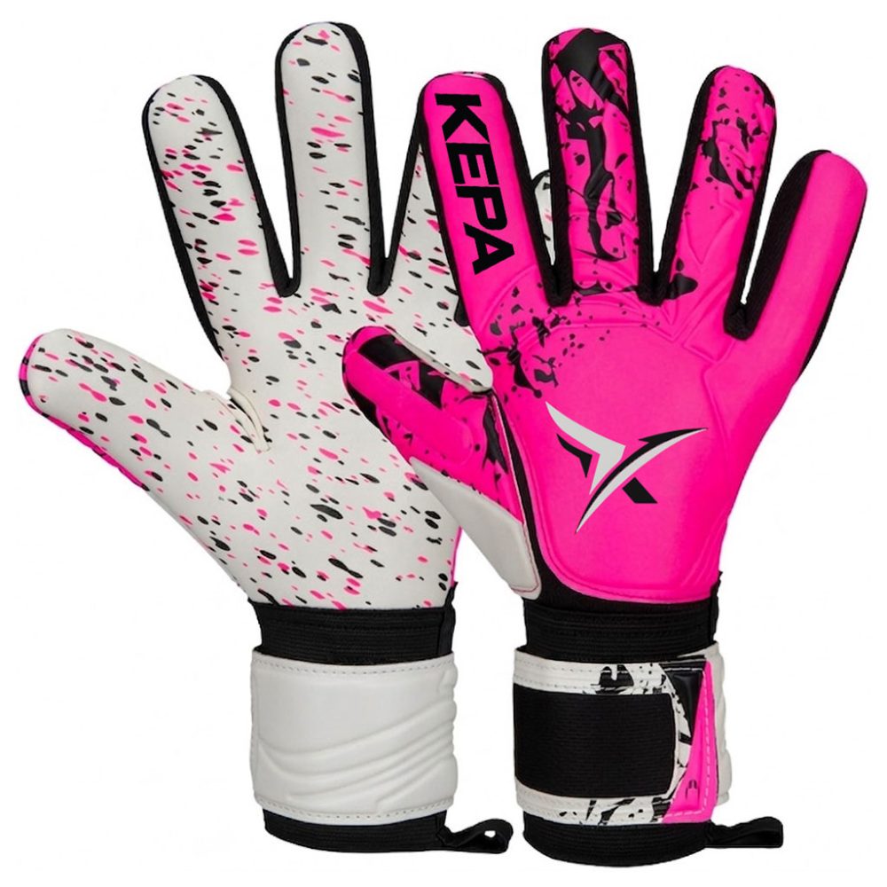 Hot Pink White Speckle-Grip Goalkeeper Gloves