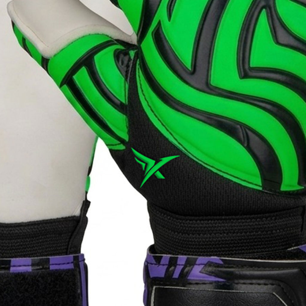 Green Black & Purple Flow-Guard Goalkeeper Gloves - Image 2