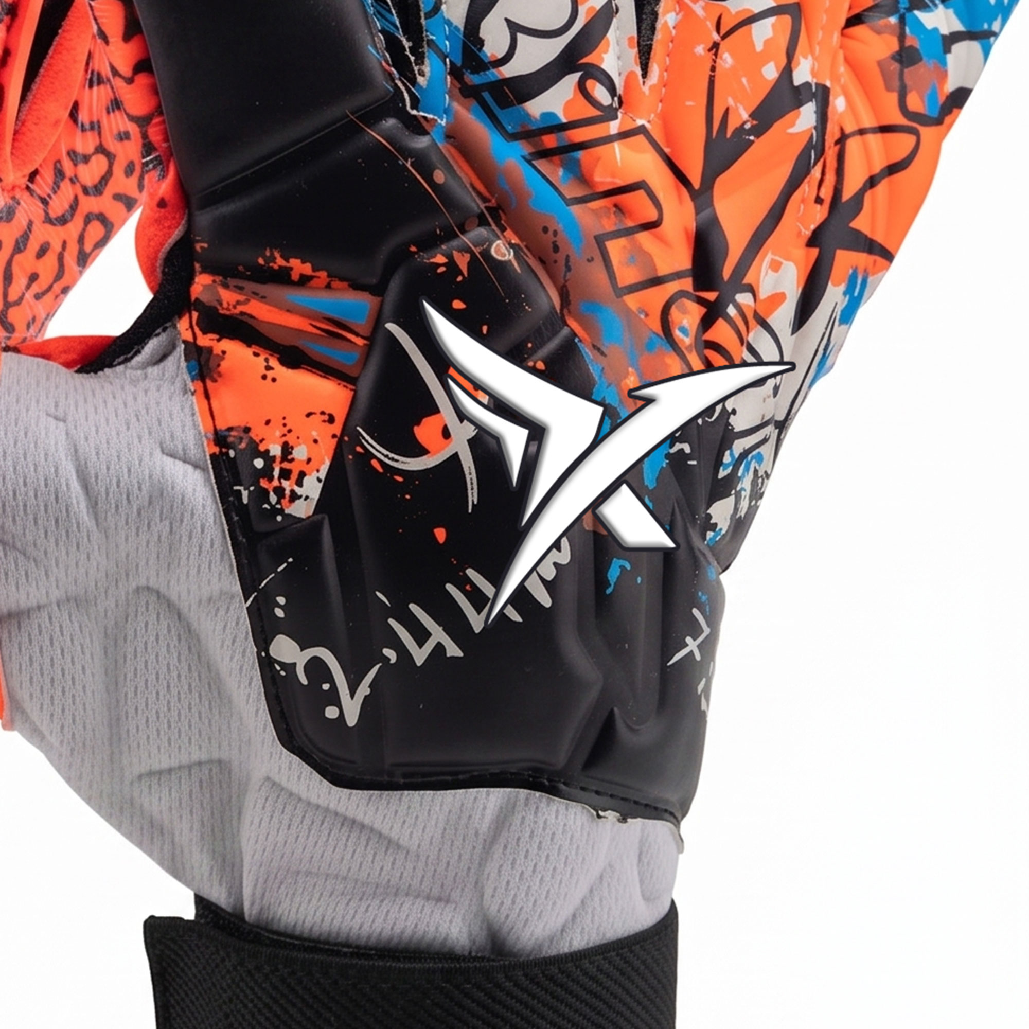 Orange Blue Graffiti-Tech Goalkeeper Gloves - Image 2