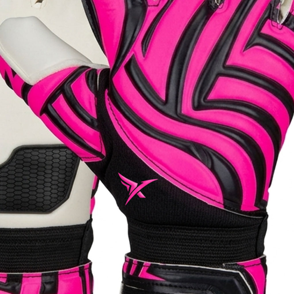 Hot Pink Black Wave-Guard Goalkeeper Gloves - Image 2