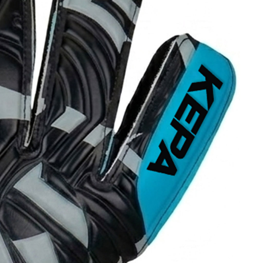Cyan Blue Black Aero-Swirl Goalkeeper Gloves - Image 3