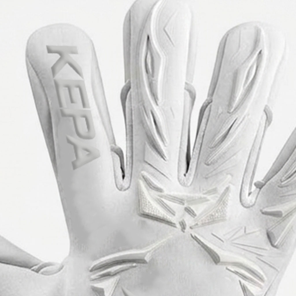 All-White Embossed Control Goalkeeper Gloves - Image 3